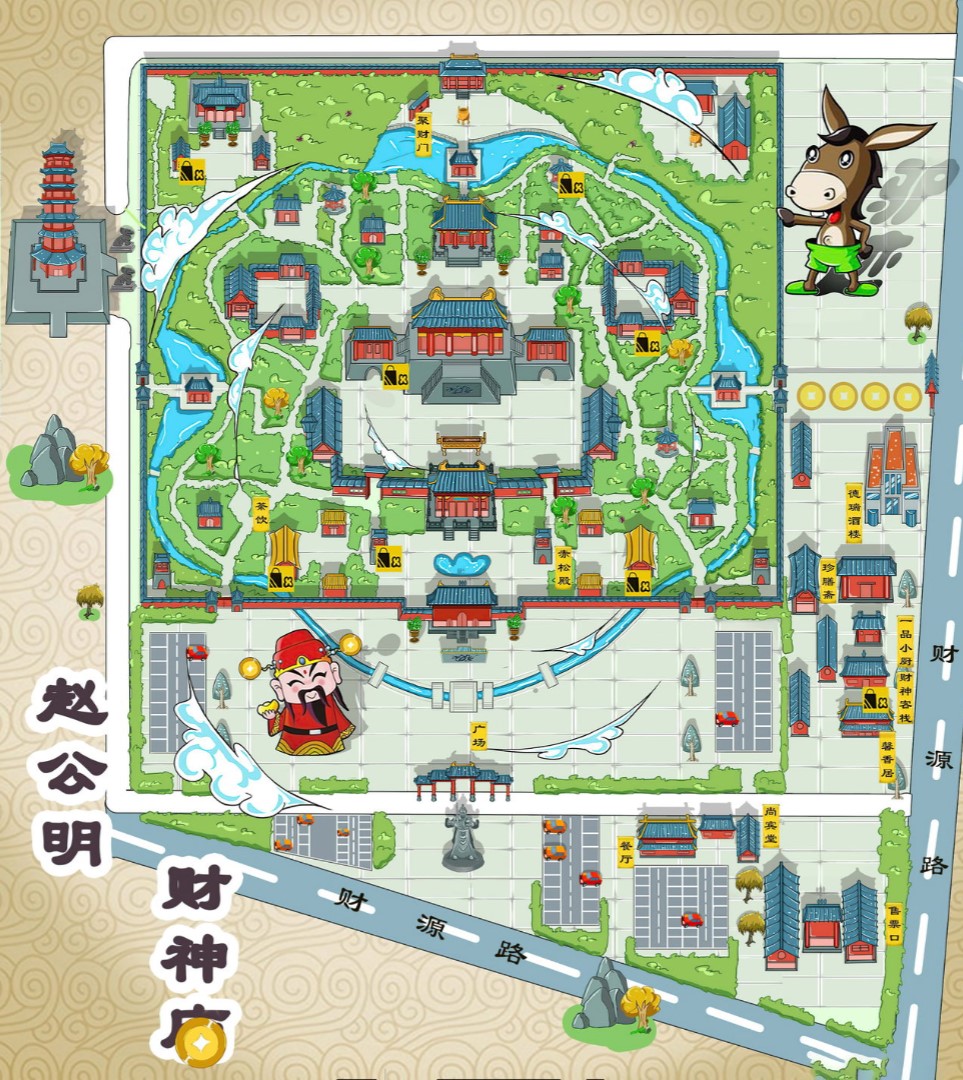 长阳寺庙类手绘地图